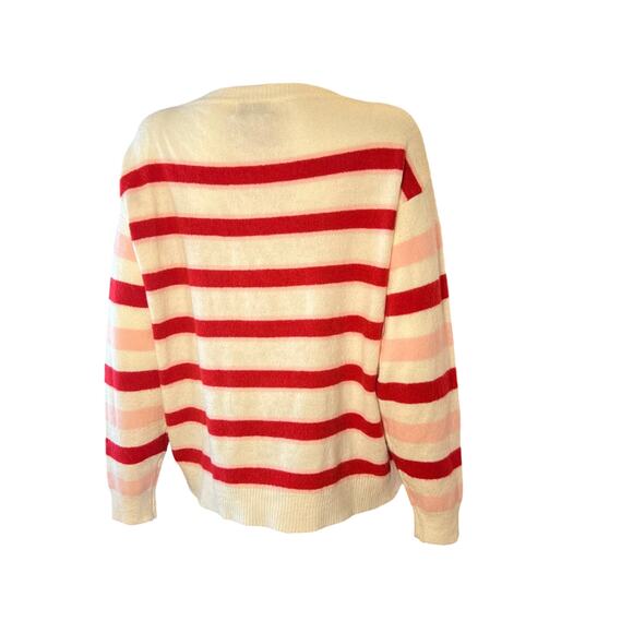 FRNCH La Maille Super Soft Red Pink Striped Pullover Sweater Size M/L - Picture 4 of 6